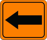 Left Arrow Safety Orange metal outdoor sign long-lasting construction