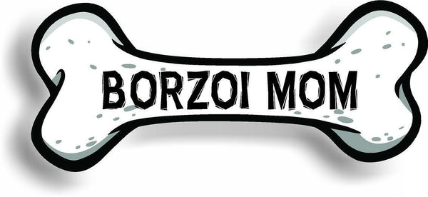 Dog Mom Borzoi Bone Car Magnet Bumper Sticker 3"x7"