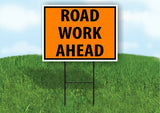 ROAD WORK AHEAD  construction  SAFTY ORANGE Yard Sign Road with Stand