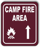 CAMPFIRE AREA DIRECTIONAL ARROW TRAIL 8 Variations Metal Aluminum composite sign