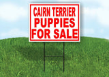 Cairn Terrier PUPPIES FOR SALE RED Yard Sign Road with Stand LAWN SIGN