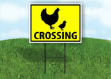 CHICKEN CHICKS CROSSING XING YELLOW Plastic Yard Sign ROAD SIGN with Stand