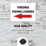 VIRGINIA _FISHING LICENSES LEFT ARROW RED Yard Sign w Stand LAWN SIGN Single