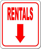 RENTALS DIRECTIONAL RED 8 Arrow Variations Metal Aluminum composite sign