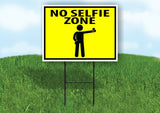 NO SELFIE ZONE YELLOW Yard Sign with Stand LAWN SIGN