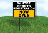 SPORTS REGISTRATION BLACK GOLD WINTER Yard Sign with Stand LAWN SIGN
