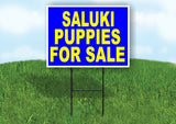 Saluki PUPPIES FOR SALE YELLOW BLUE Yard Sign Road with Stand LAWN SIGN