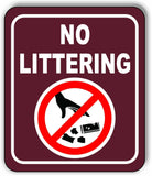 NO LITTERING CAMPING Metal Aluminum composite sign