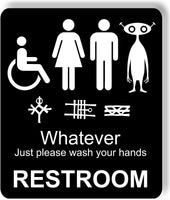 funny bathroom sign 8 1/2 X 10 RESTROOM SIGN Aluminum NEW An alien men women