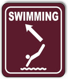SWIMMING DIRECTIONAL 45 DEGREES UP LEFT ARROW Metal Aluminum composite sign