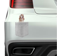 English Setter Dog in pocket Fridge Car Magnet Bumper Sticker App size 4"x7"