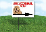 American Cocker Spaniel FOR SALE DOG RIGHT ARROW Yard Sign with Stand LAWN SIGN