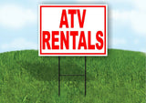 Atv Rentals RED Yard Sign Road with Stand LAWN SIGN