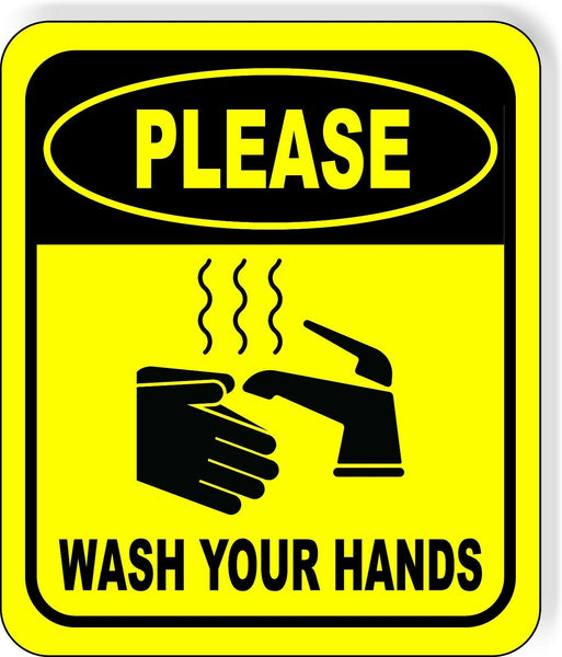 PLEASE WASH YOUR HANDS Toilet Metal Aluminum Composite Funny bathroom Sign