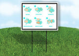 VIRUS WASH YOUR HANDS HAND WASHING IN Yellow Yard Sign Road with Stand LAWN SIGN