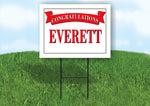 EVERETT CONGRATULATIONS RED BANNER 18in x 24in Yard sign with Stand