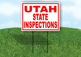 UTAH STATE INSPECTIONS RED WHITE Yard Sign Road with Stand LAWN SIGN