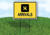 ARRIVALS YELLOW Yard Sign Road with Stand LAWN SIGN