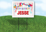 JESSE HAPPY BIRTHDAY BALLOONS 18 in x 24 in Yard Sign Road Sign with Stand