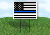 USA flag with a thin blue line Yard Sign Road with Stand LAWN SIGN