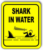 SHARK IN WATER DANGER SAFETY YELLOW Metal Aluminum composite sign