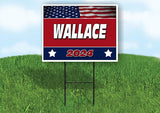 WALLACE FLAG RED 2024 18inx24in Yard Road Sign w/ Stand