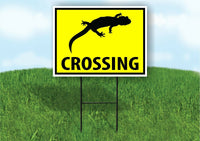 LIZARD GECKO CROSSING XING YELLOW Plastic Yard Sign ROAD SIGN with Stand