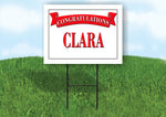 CLAIRE CONGRATULATIONS RED BANNER 18in x 24in Yard sign with Stand