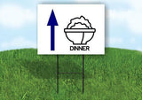 DINNER BLUE ARROW STRAIGHT Yard Sign with Stand LAWN SIGN