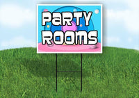 PARTY ROOMS COLORFUL BACKGROUND Yard Sign Road with Stand LAWN SIGN