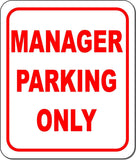 Manager parking only metal outdoor sign long-lasting