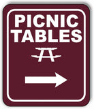 PICNIC TABLES DIRECTIONAL RIGHT ARROW CAMPING Aluminum composite sign