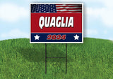 QUAGLIA FLAG RED 2024 18inx24in Yard Road Sign w/ Stand