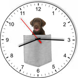 Chocolate Lab In Your Pocket Puppy Dog kitchen living room Wall Clock