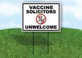 VACCINE SOLICITORS UNWELCOME BLACK BORDER Yard Sign Road with Stand LAWN SIGN