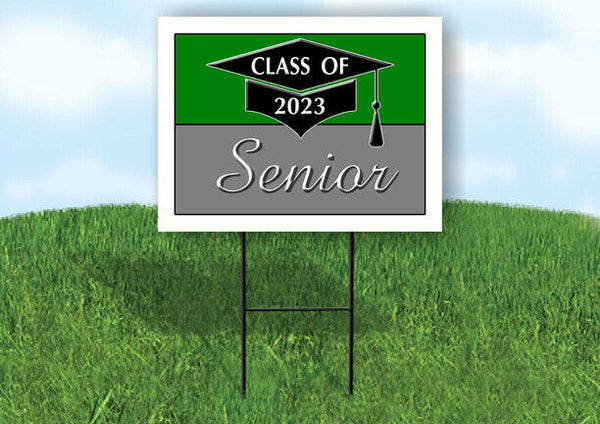 2023 SENIOR GREEN SILVER  18inx24in Yard Road Sign w/ Stand