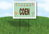 COEN WELCOME BABY GREEN  18 in x 24 in Yard Sign Road Sign with Stand