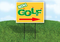 MINI GOLF YELLOW RIGHT ARROW Yard Sign Road with Stand LAWN SIGN Single sided