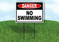 DANGER NO SWIMMING Yard Sign Road with Stand LAWN SIGN