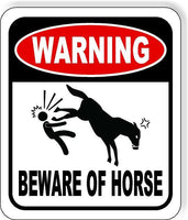 WARNING BEWARE OF HORSE Aluminum composite outdoor sign long-lasting