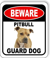 BEWARE PITBULL 2 GUARD DOG Metal Aluminum composite sign