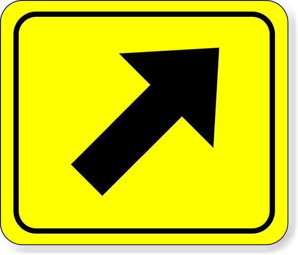 supplemental directional black yellow diagonal right Aluminum Composite Sign