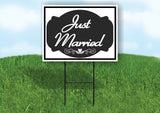 just married tag Yard Sign with Stand LAWN SIGN