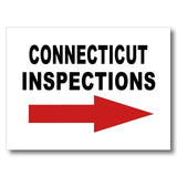 INSPECTIONS RIGHT ARROW RED_ CONNECTICUT Yard Sign with Stand LAWN SIGN