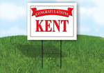 KENT CONGRATULATIONS RED BANNER 18in x 24in Yard sign with Stand
