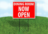 DINING ROOM NOW OPEN RED Plastic Yard Sign ROAD SIGN with Stand