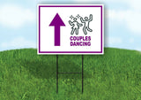 COUPLES DANCING PURPLE ARROW STRAIGHT Yard Sign with Stand LAWN SIGN