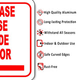 Please use side door Left Arrow Aluminum Composite Sign