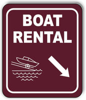 BOAT RENTAL DIRECTIONAL 45 DEGREES DOWN RIGHT ARROW Aluminum composite sign