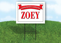 ZOEY CONGRATULATIONS RED BANNER 18in x 24in Yard sign with Stand